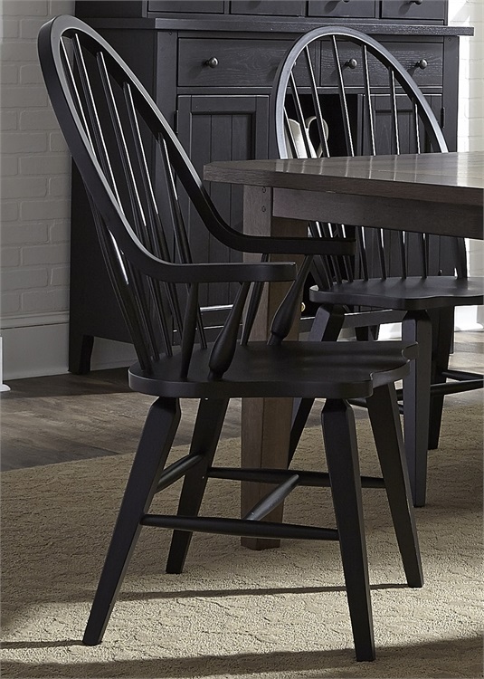 Blue Ridge Arm Chair Pic 2 (Heading Painted Black Windsor Back Arm Chair )
